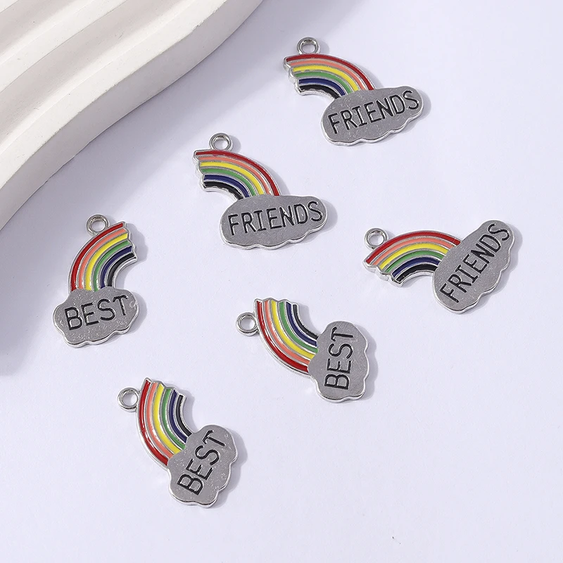 

Duarte 20Pcs/Lot Cute Metal BEST FRIENDS Letters Rainbow Charms Pendants for Jewelry Making Necklaces Earrings DIY Crafts Gifts