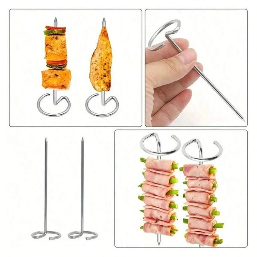 10/20/30 stücke Kabob Spieße Edelstahl Sticks Für Grillen Wiederverwendbare Kebab Werkzeug Grill Edelstahl BBQ Stick Huhn – Detail 2