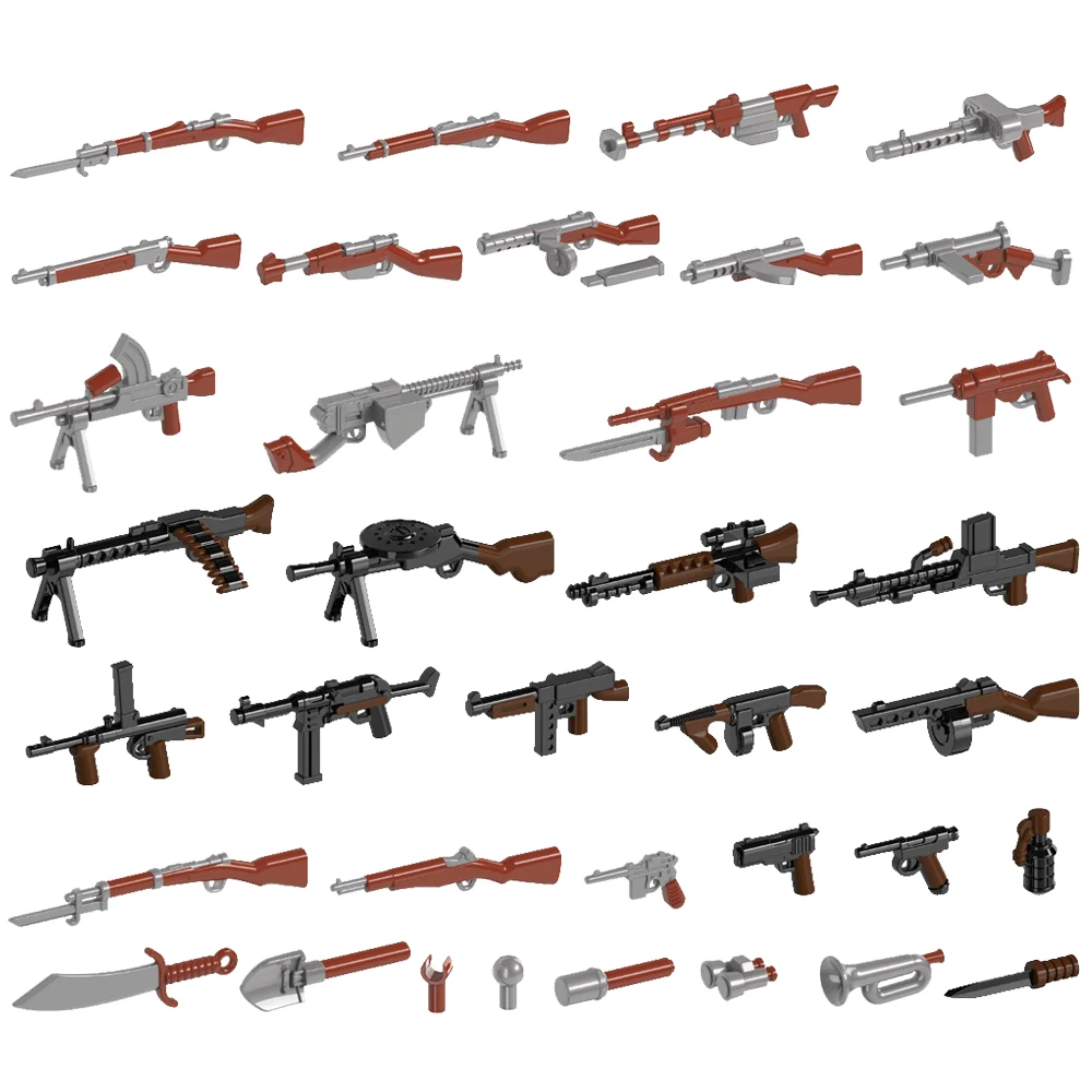 Acessórios militares eua alemanha soldado figura bloco de construção m1919a4 máquina pesada arma gatling mg34 arma tijolos brinquedo crianças j098