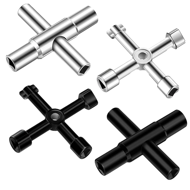 4 Way Sillcock Key Water Key Set Kit 1/4In,9/32In,5/16In,11/32In Sillcock Water Key With Electric Cabinet Keys Gas Meter Key Set