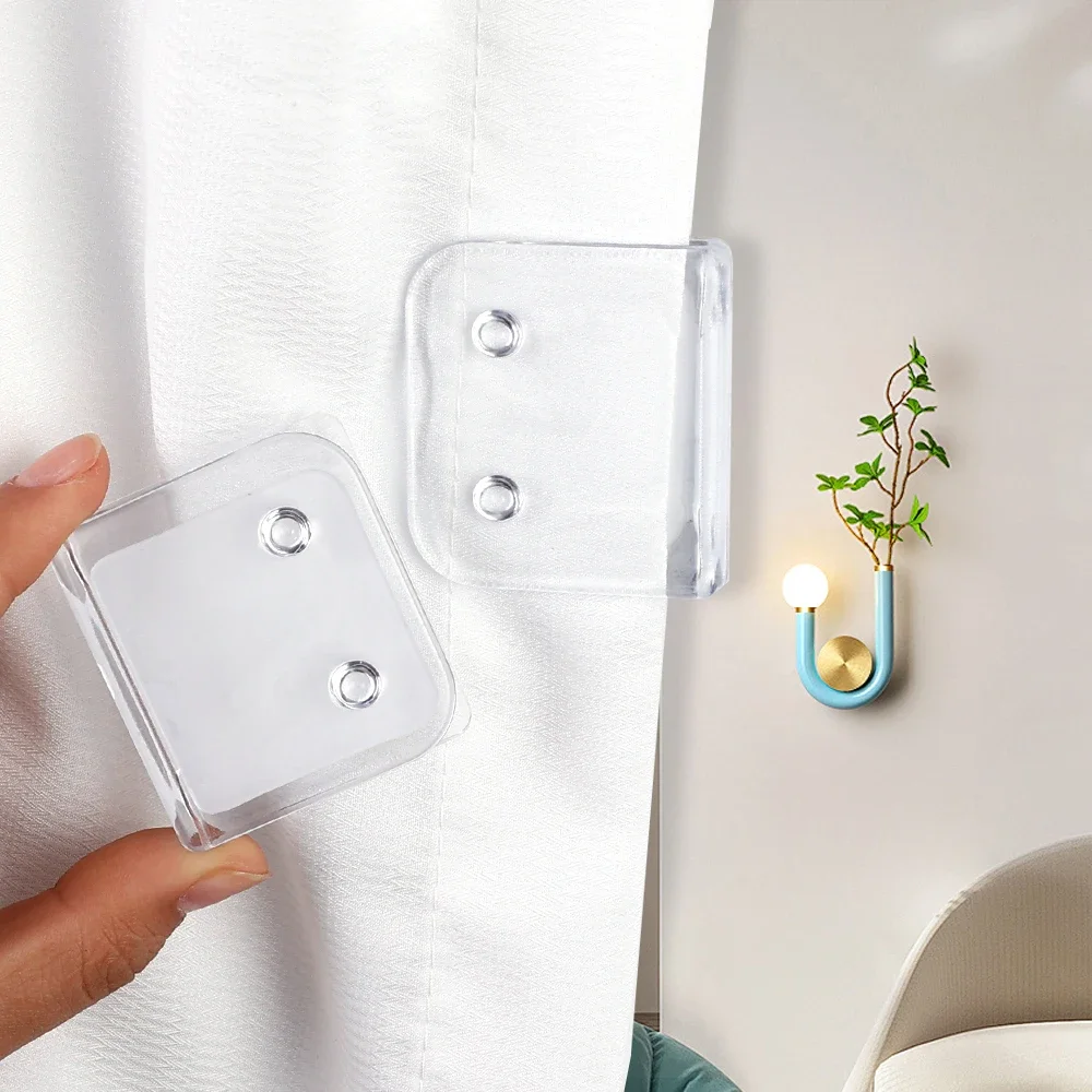 Shower Curtain Clips Holder Self Adhesive Plastic Windproof Fixer Transparent Edge Clip Indoor Anti Splash Bathroom Accessories