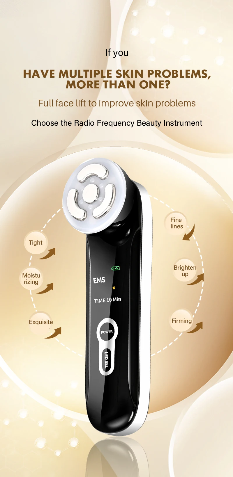 New arrival Beauty equipment RF EMS LED skin tightening skin care machine beauty facial device