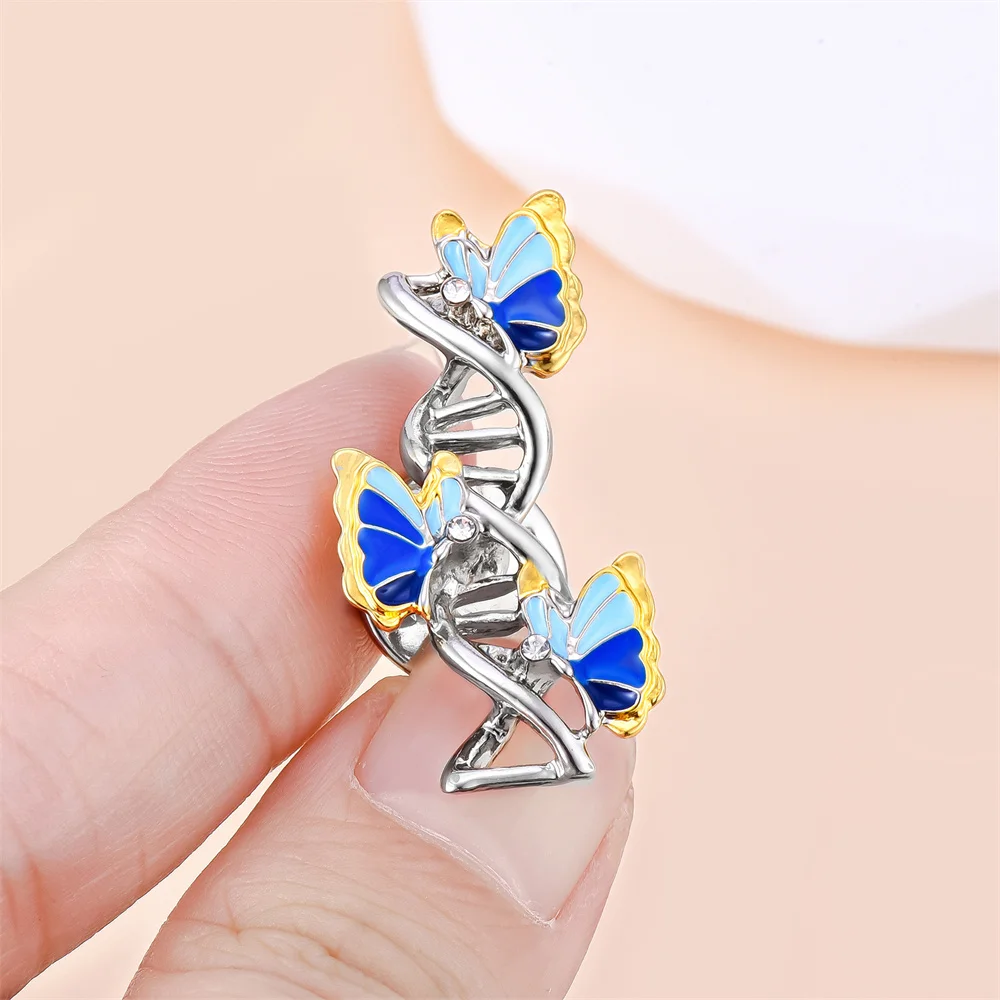 

Beautifully Medical DNA Enamel Pin Exquisite Luxurious Temperament Science Biology Gene Brooch Bag Hat Lapel Badge Wholesale