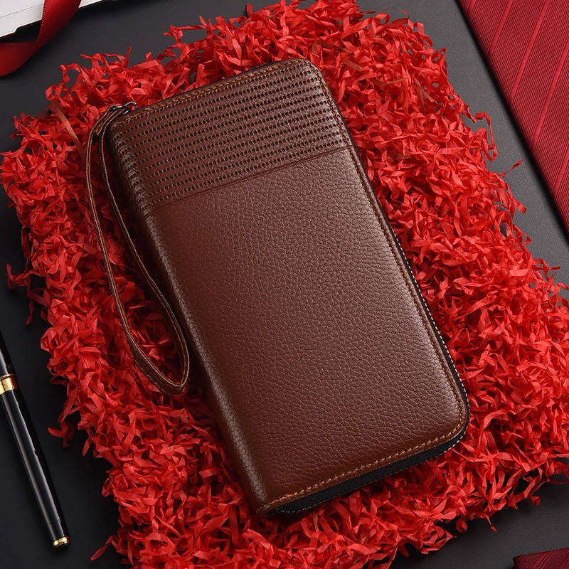 

New Men's Long Wallet Retro Leather Clutch Business ID Credit Card Holder Zipper Purse Multi Slot Card Organizer Phone Pouch