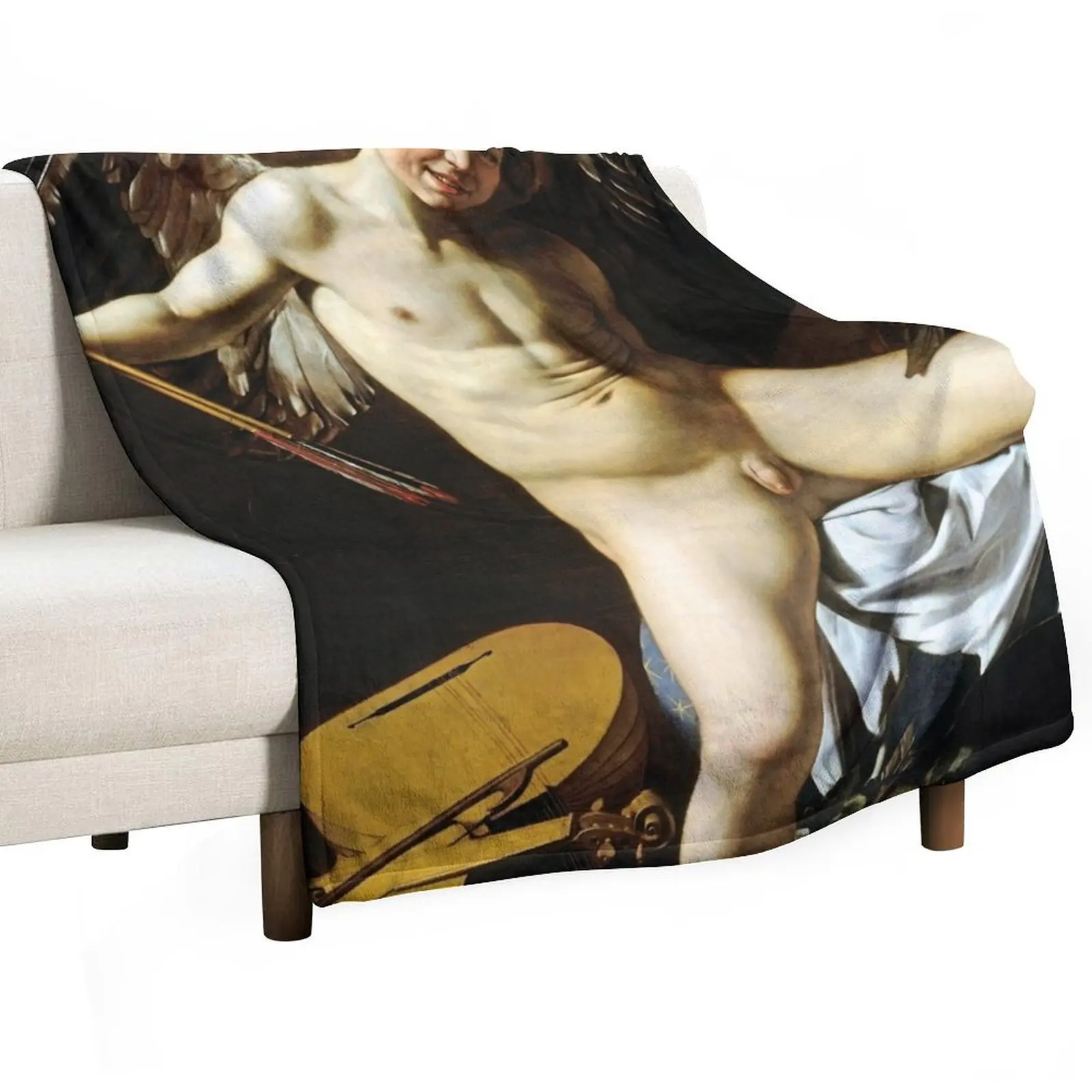 High Resolution Caravaggio Cupid as Victor Love Conquers All 1602 Throw Blanket Moving Decorative Sofas Blankets