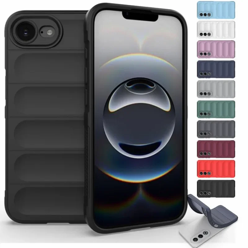 

Прочный мягкий гибкий силиконовый чехол с ощущением кожи для IPhone 16e 16 15 Pro Max Plus, защитный чехол, противоударный чехол Capa Fundas