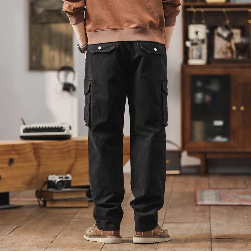 ربيع الخريف 2025 الرجال سليم مستقيم فضفاض العمل السراويل الرجعية الأمريكية عارضة الرياضة السراويل الطويلة تنوعا بارد Faionable #4