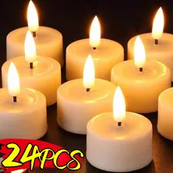 1/24PCS LED Electronic Candles Flickering Flameless Candle Lamp Battery Operated Tea Lights Table Candle Wedding Romantic Lamp