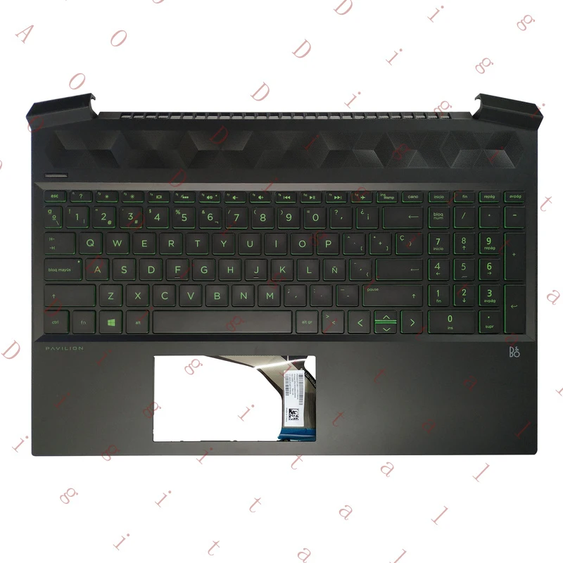 LL Laptop Latin/Spanish Keyboard FOR HP Pavilion 15-EC Palmrest Backlit Green NEW