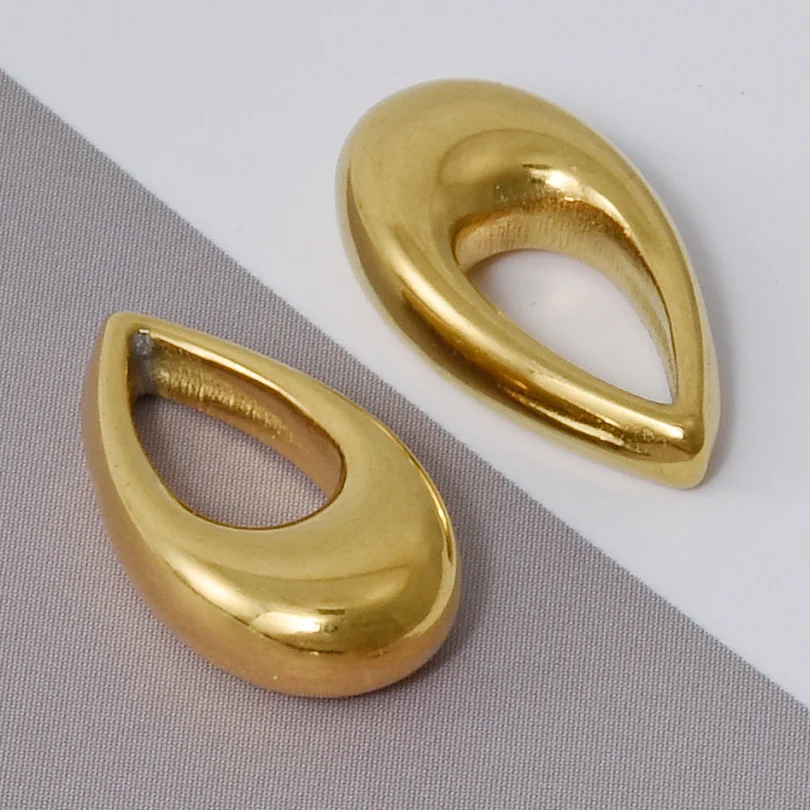 6pcs Simple Geometric Oval Water Droplets Real Gold Plated Stainless Steel Charms For Jewelry Making Supplies DIY Heart Pendant