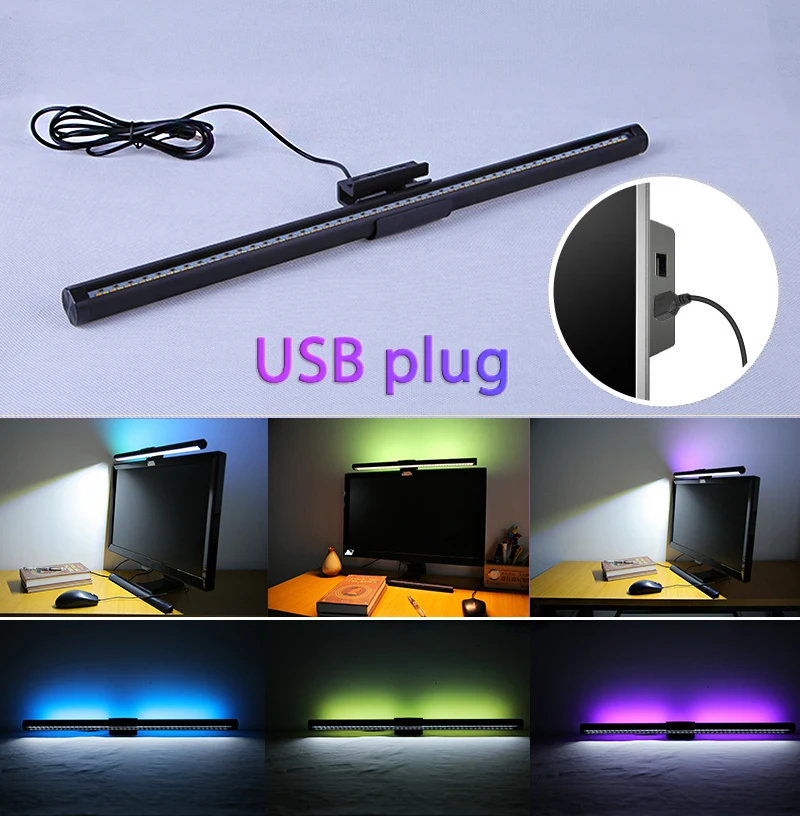 Dimming Table Lamp LED Computer Monitor Light Bar USB Screen Hanging Lighting for Office Reading RGB Gaming Atmosphere Desk Lamp