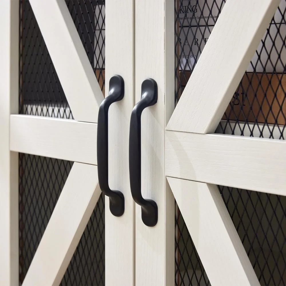 充電ステーション付きホワイトファームハウスエンドテーブル、メッシュバーンドア付き24ウッドソファサイドテーブル、調節可能な収納付きナイトスタンド