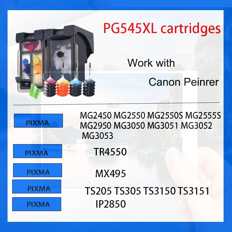 Imagem -02 - Substituição Recarregável do Cartucho de Tinta para Canon Pg545 Cl546 pg 545 546 Pg545 Pixma Mg3050 2550 2450 2550s 2950 Mx495