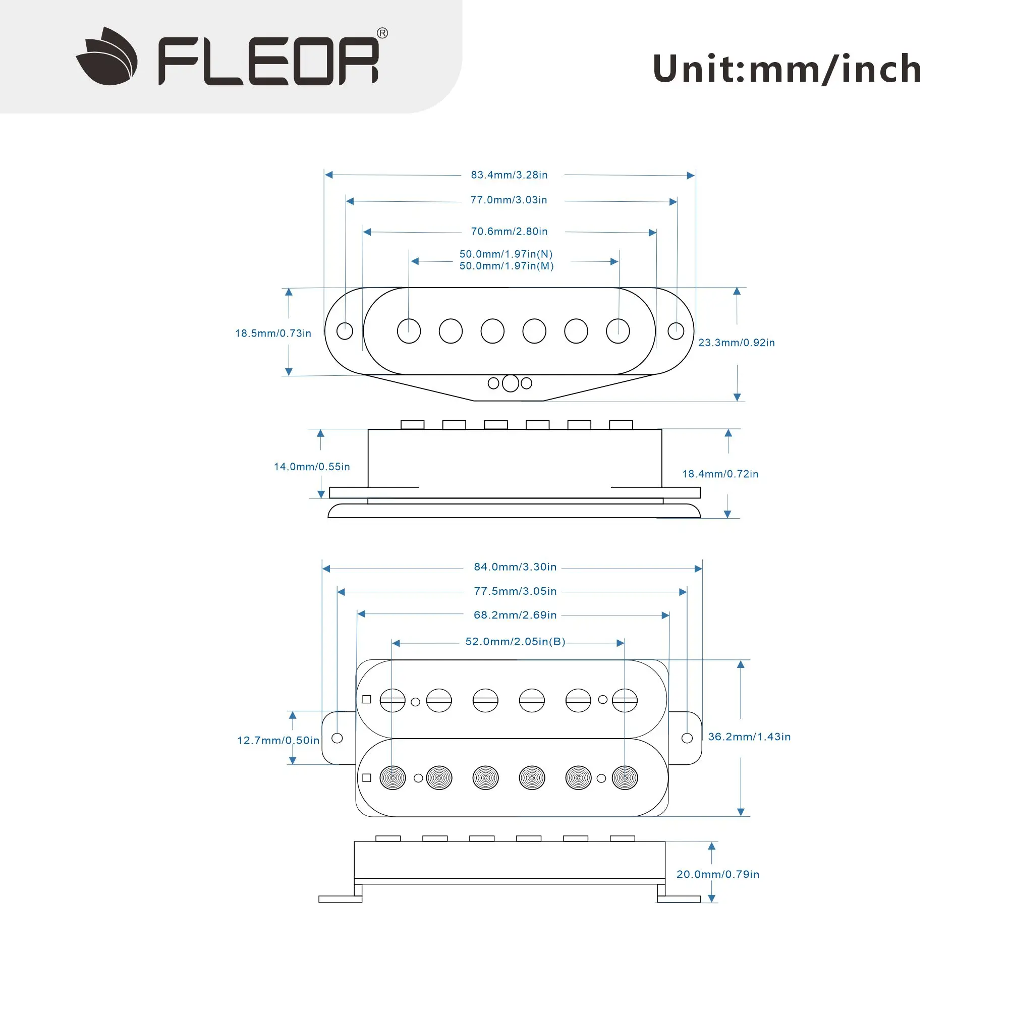 FLEOR 3-teiliges ST HSS SSH E-Gitarren-Tonabnehmer-Set Alnico 5 Single Coil -Humbucker Pickup Schwarz 5K+5K+14K – Detail 5