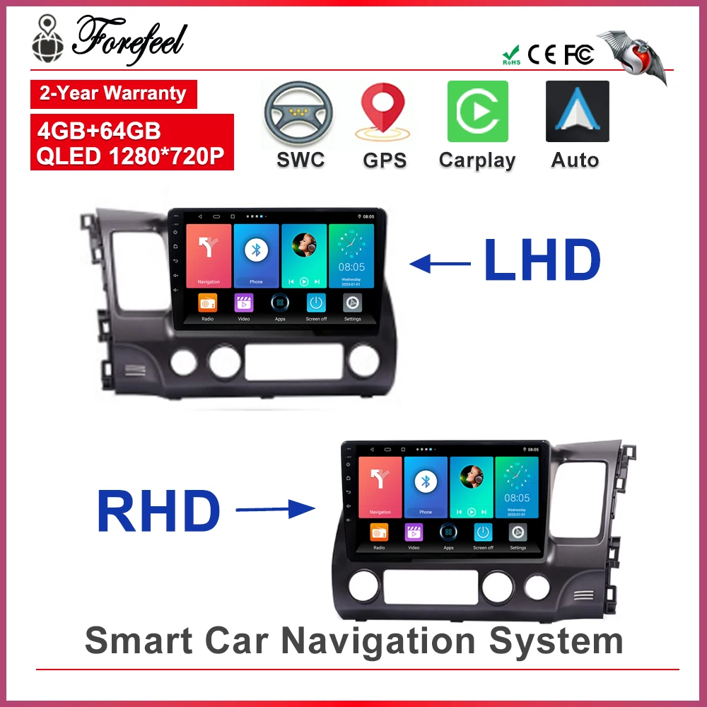 

Car GPS Android 13 For Honda Civic 2005-2012 Stereo HeadUnit Touch Screen Multimedia Player High-performance CPU No 2din DVD