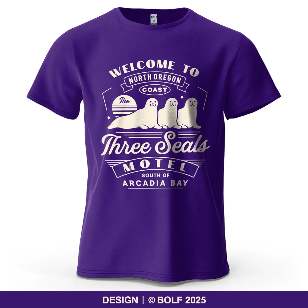 Three Seals Motel Coastal Bedrucktes Herren-T-Shirt aus 100 % Baumwolle, übergroße Vintage-Grafik-T-Shirts für Damen, Tops, T-Shirts, lässige Streetwear