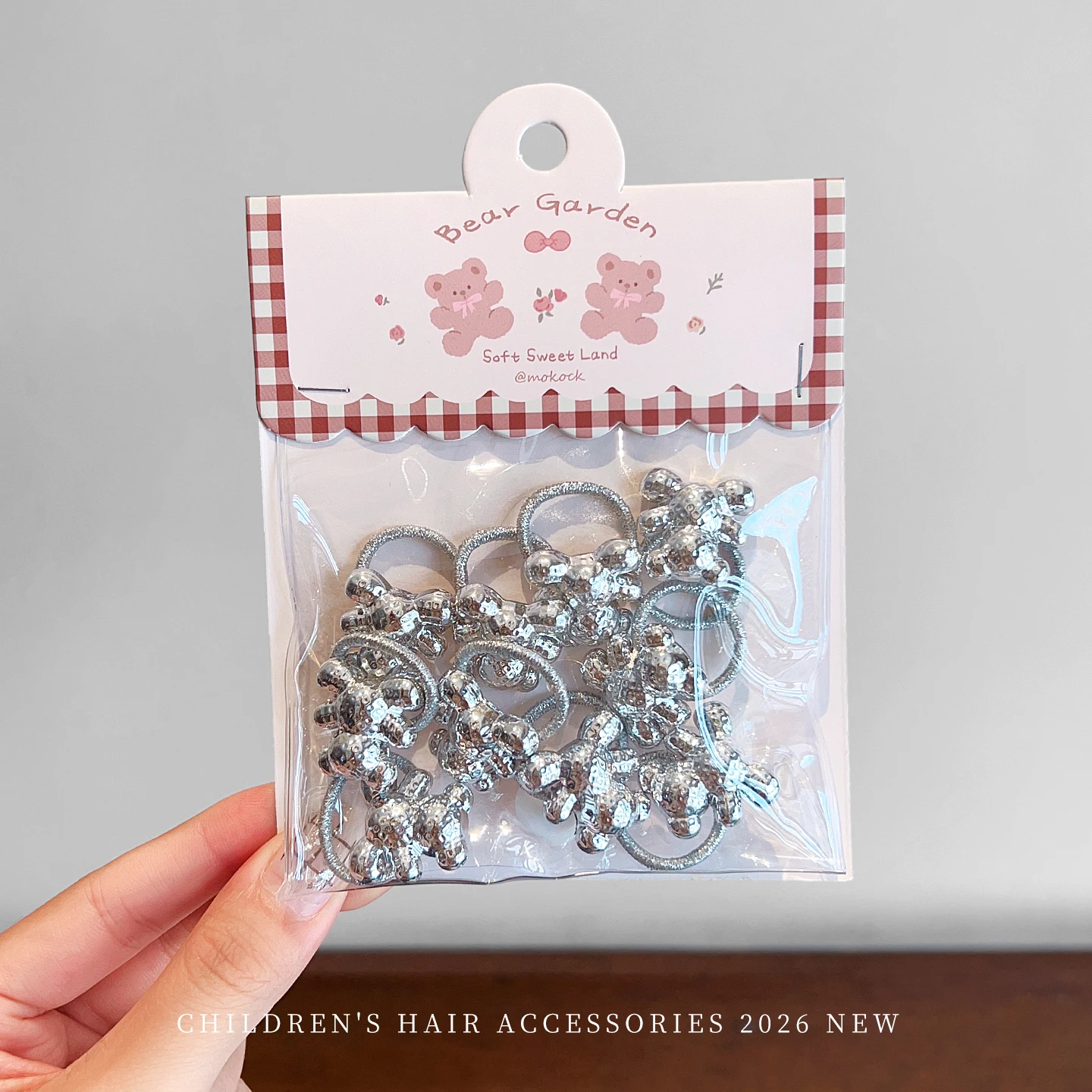 Haargummis mit Perlenmuster für Kinder, niedliche Bären- und Buchstabenmotive, Blumenmuster, elastische Haarbänder, Mädchen-Pferdeschwanz-Halter, süßes Haar-Accessoire für Kleinkinder. – Detail 14