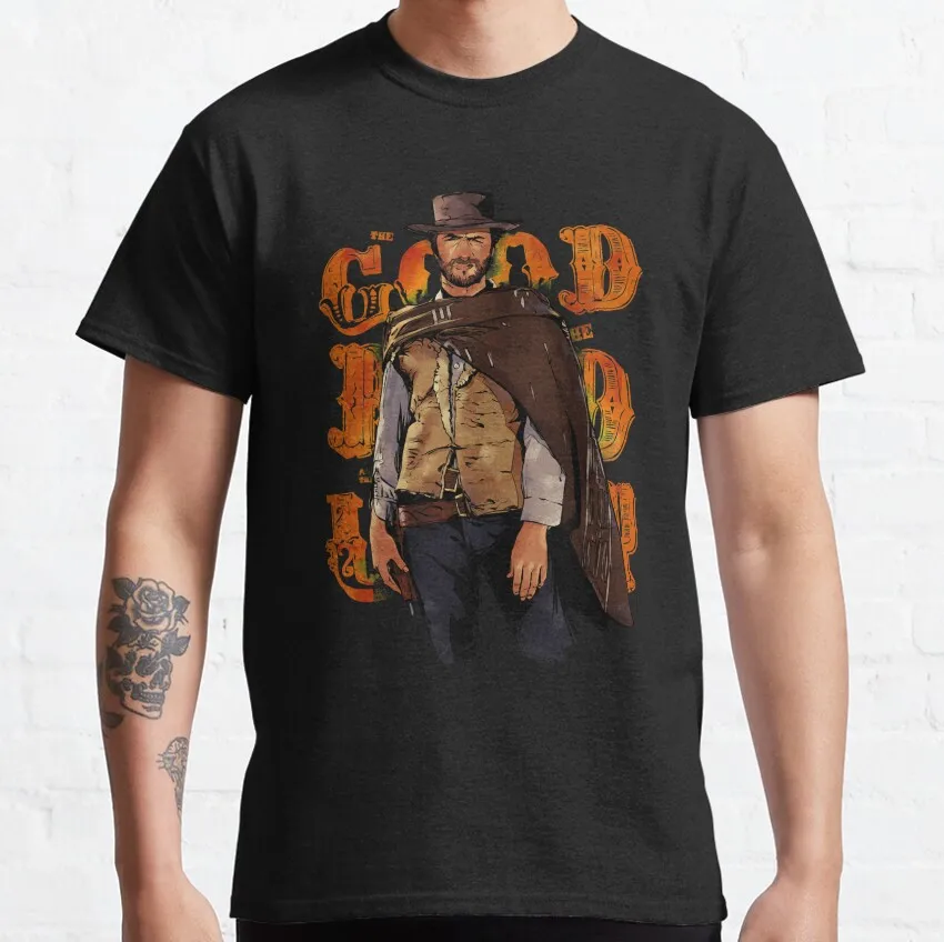 Clint Eastwood cool and The Good The good the bad and the ugly film Vintage cowboy movie 100% cotton printed t shirt plus size