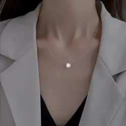 Fashion Shiny Crystal Necklace Zircon Pendant Transparent Fishing Line Invisible Ladies Necklace Jewelry Clavicle Chain Chocker
