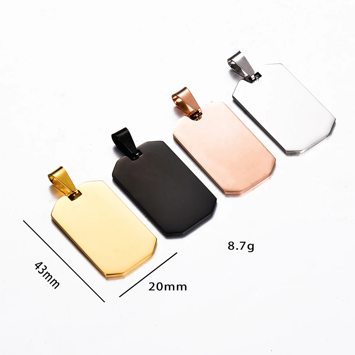 10 Pcs Wholesale 33x20 Rectangle Unisex Stainless Steel Stamping Blank ID Dog Tags Pendant Necklace Jewelry Makings