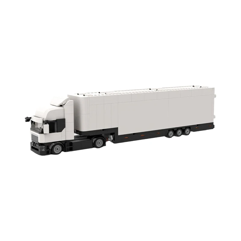 MOC Heavy-Duty Low Deck Tractor Double-Deck Trailer Truck Building Blocks Set Logistics Transport Vehicle Model Adult Gift