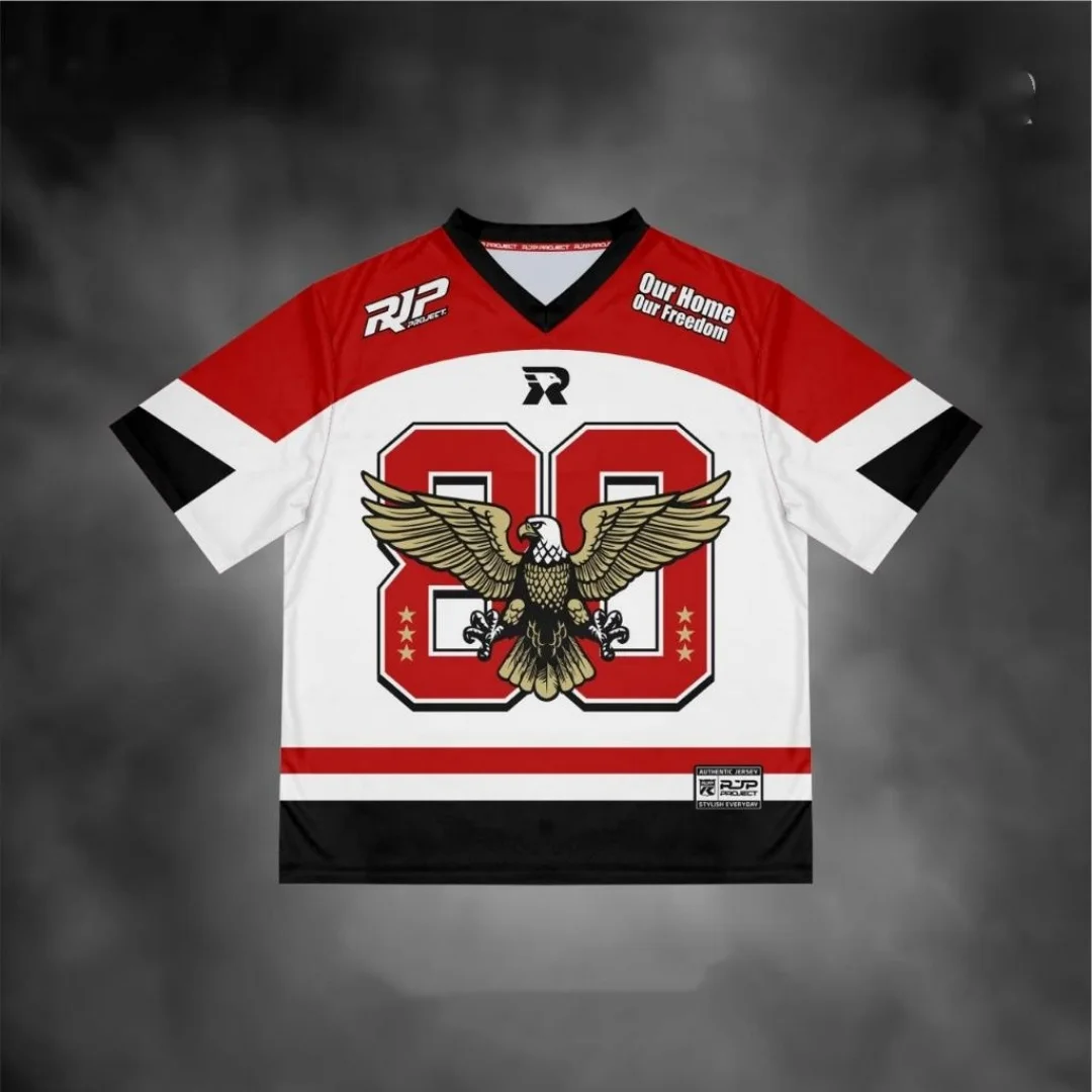 

Vintage Jersey America Eagle Rugby Style Men Women V-Neck T-Shirts Breathable Quick-drying Casual Comfy Stylish Plus Size Moto