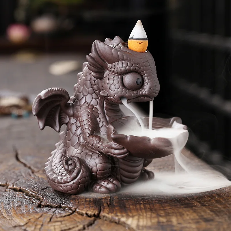 Dinosaur Reverse Flow Incense Burner Creative Dragon Decoration European Style Home Accessories Meditation Aromatherapy Stove