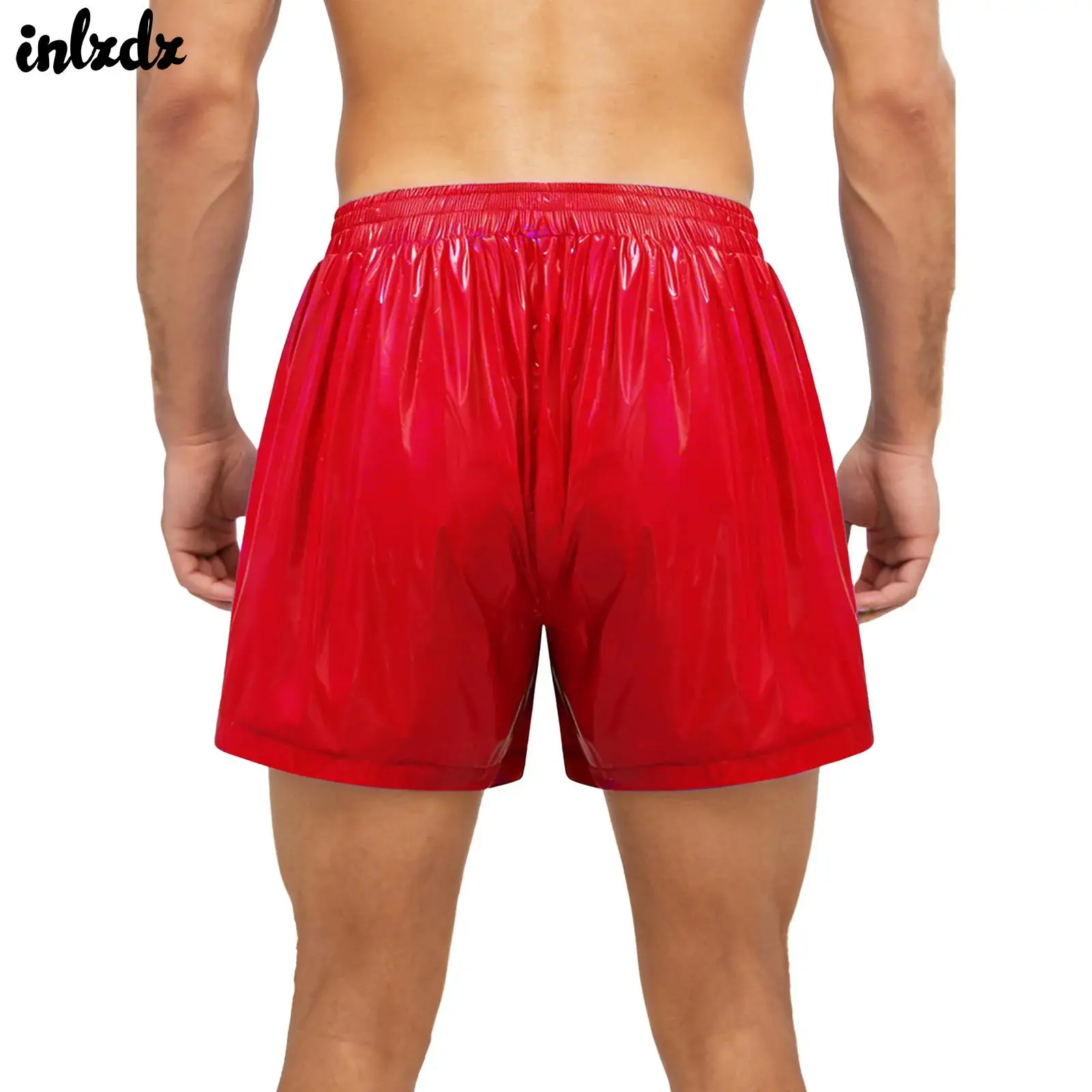 

Swimwear Mens Wet Look Athletic Running Swim Shorts Athletic Beach Swimming Trunks with Pockets Stripes Elastic Waistband Shorts