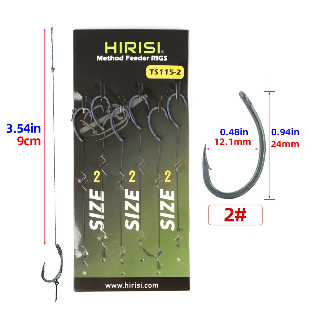 Hirisi 6 Stück Karpfenangeln Fertig Haken Link für Feeder Fishing Terminal Tackle Angelzubehör TS115
