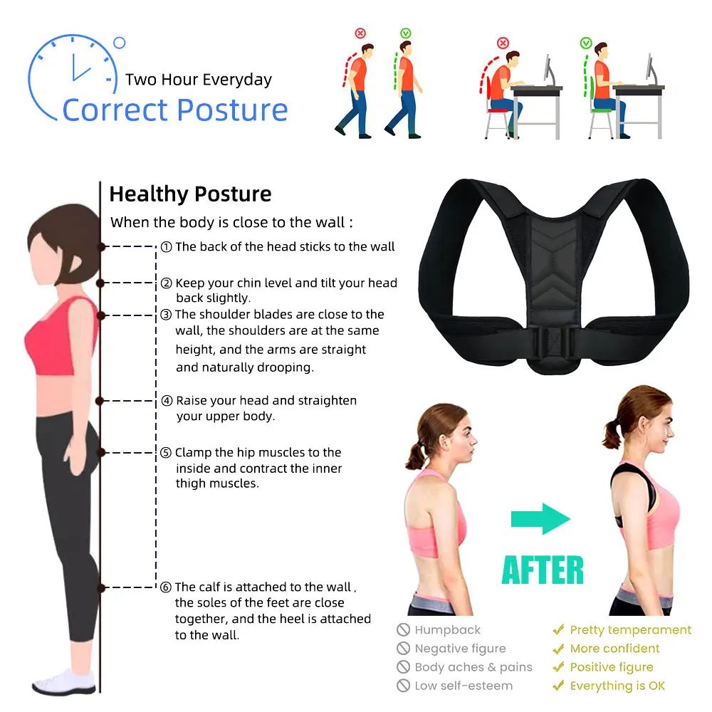 Back Brace Posture Corrector, Adjustable Upper Back Brace and Shoulder Brace Straightener,Back Straightener Upper Back Corrector