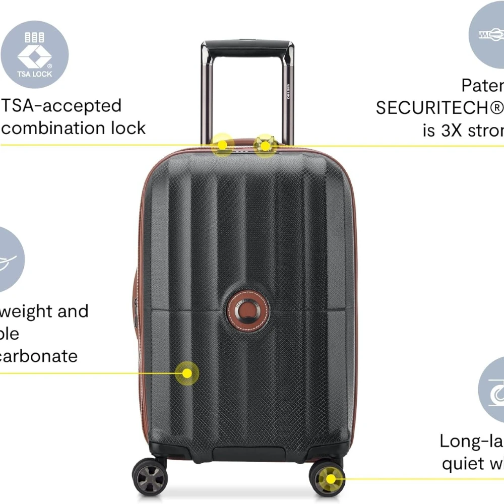 

Расширяемый чемодан с твердой поверхностью мордола и вращающимися колесами, черный, ручная кладь 21 дюйм