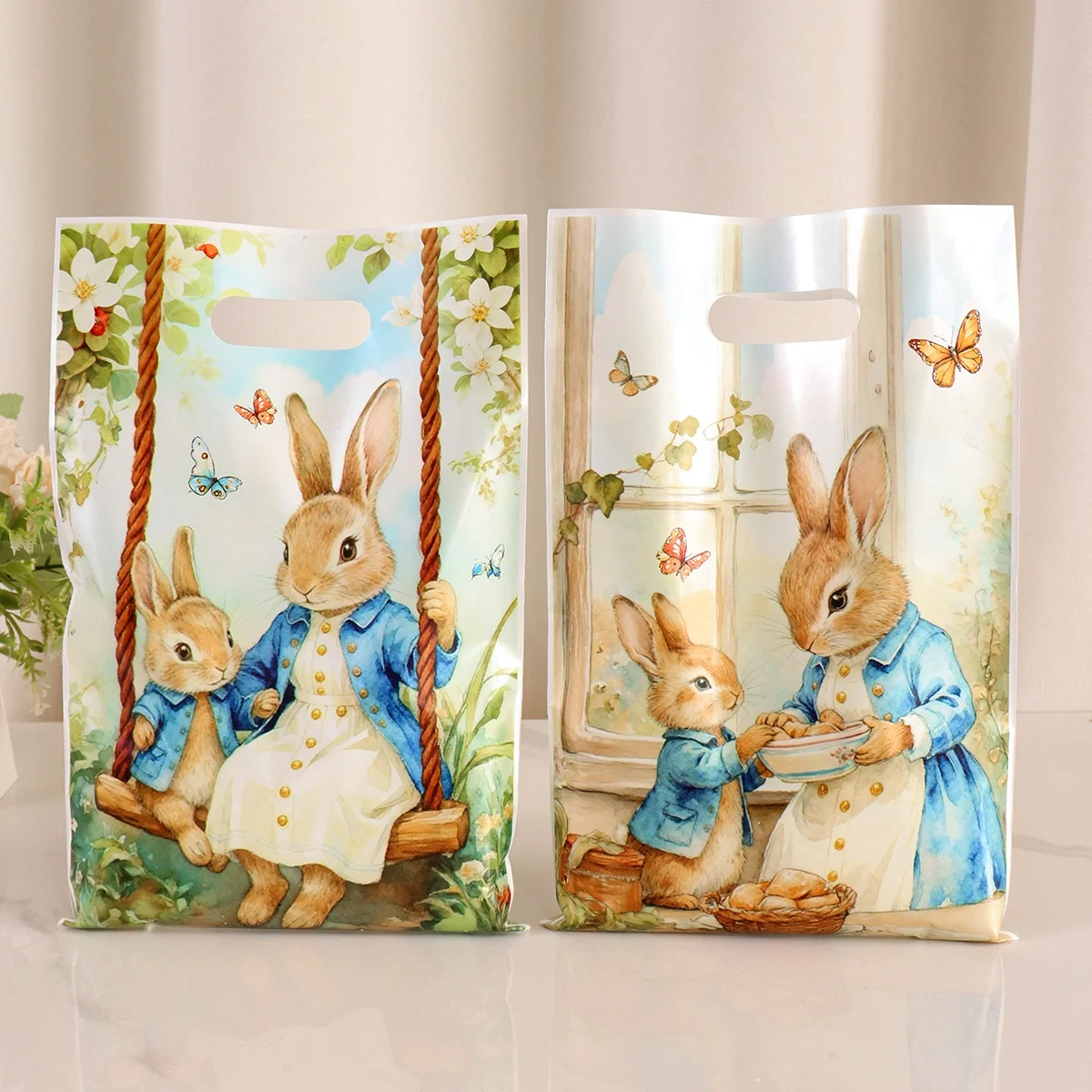 10/20/50 Stück Frohe Ostern Geschenktüten Zellophan Leckerli Beutel Süßigkeitentüte Niedliches kleines Kaninchen Hase Muster Opp Beutel Partygeschenke Verpackung – Detail 3