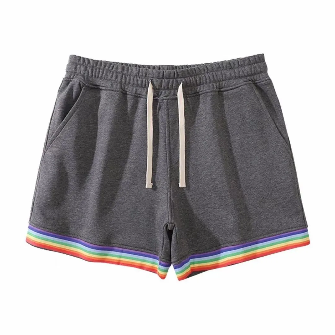 Summer Sports and Casual Shorts for Men's New Trendy Outwear Versatile 3/4 Pants Rainbow Leg Trendy Beach Pants