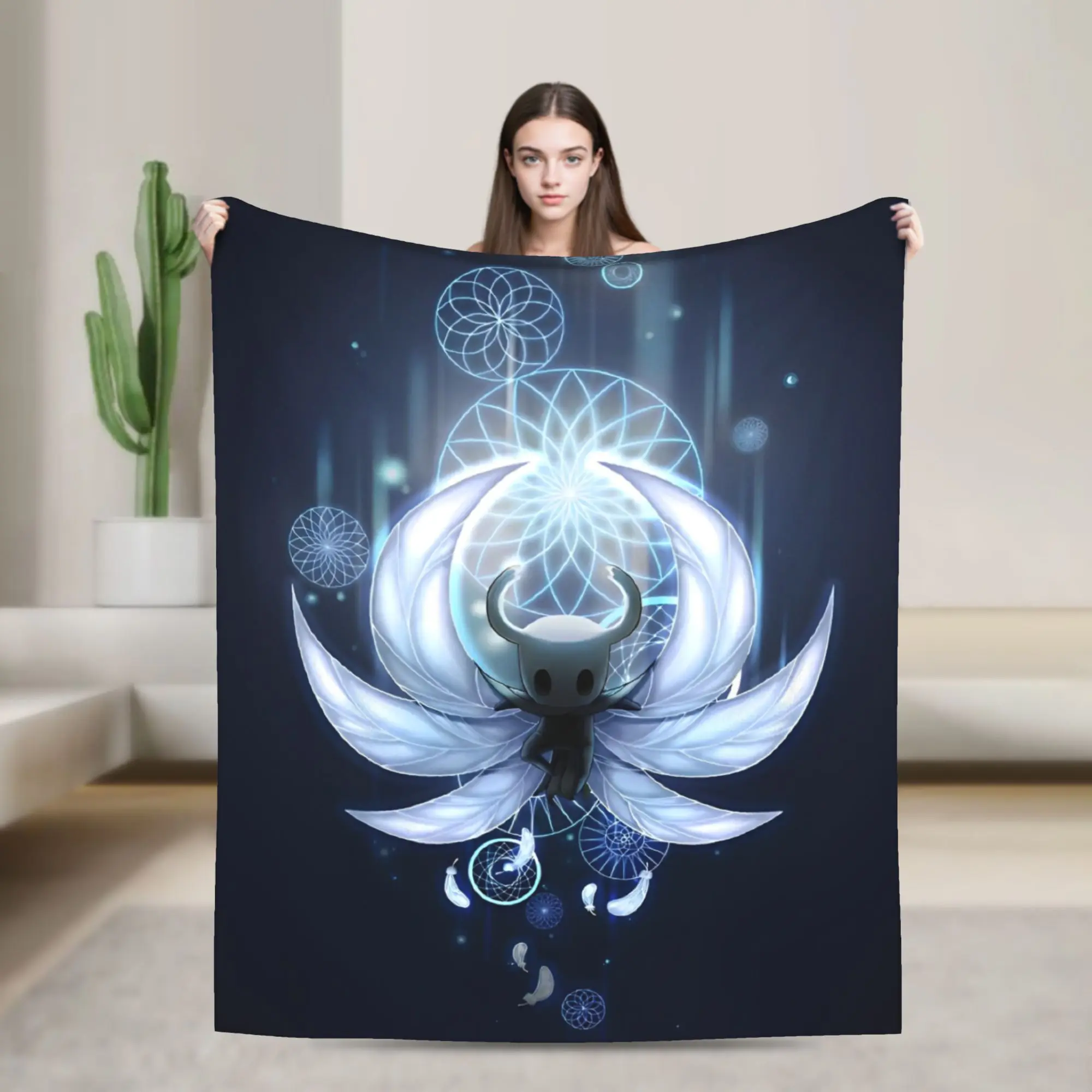 Hollows Knights Knitted Blankets Flannel Indie Games Action Adventure Lightweight Thin Throw Blankets for Outdoor Travel Bed Rug