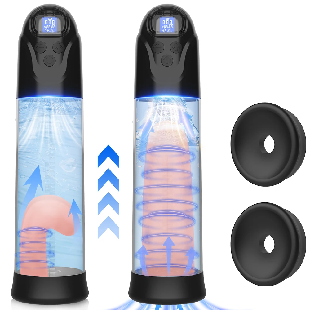 IPX6 Waterproof Penis Enlargement Vacuum Pump Penile Enhancer Massage Enlarger Male Masturbator Exercise Adult Sex Toys for Men