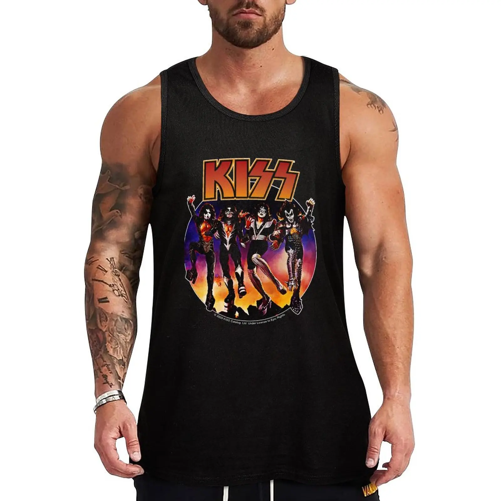 KISS (Vintage Design) Classic Tank Top Muscle Tank Top Athletic Fit Gym Workout Sleeveless
