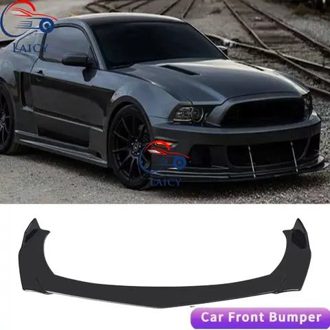 LAICY For Mustang 2000-2021 Car Front Bumper Lip Body Kit Canard Lip Diffuser Spoiler Anti Scratch Carbon Fiber Auto Parts