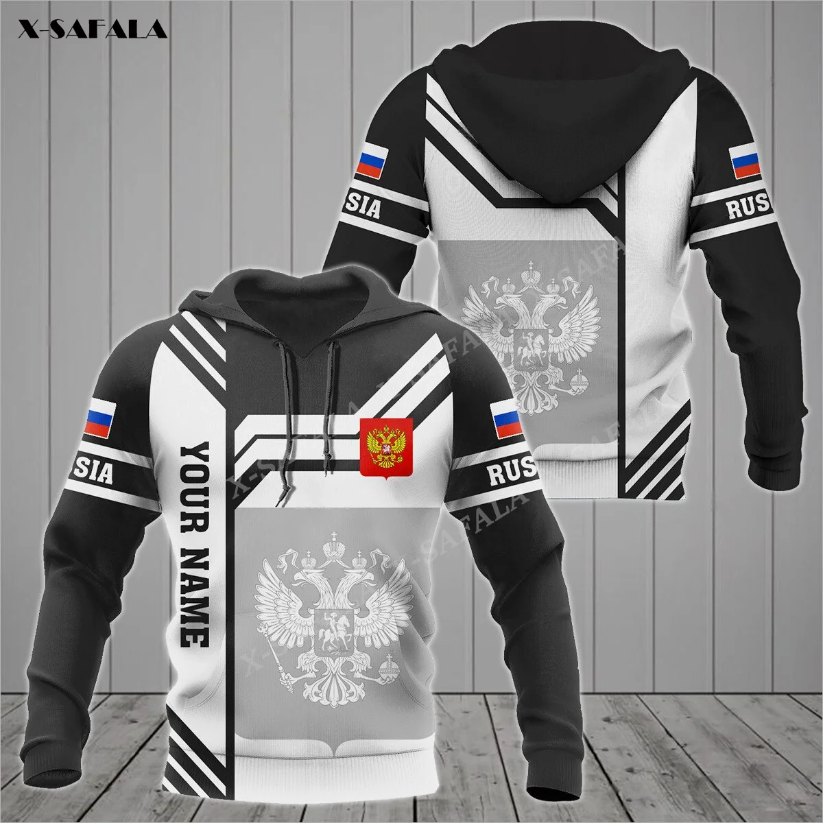 

Custom Name RUSSIA LINE BLACK WHITE Flag 3D Print Zipper Hoodie Men Pullover Sweatshirt Hooded Jersey Tracksuits Outwear Coat