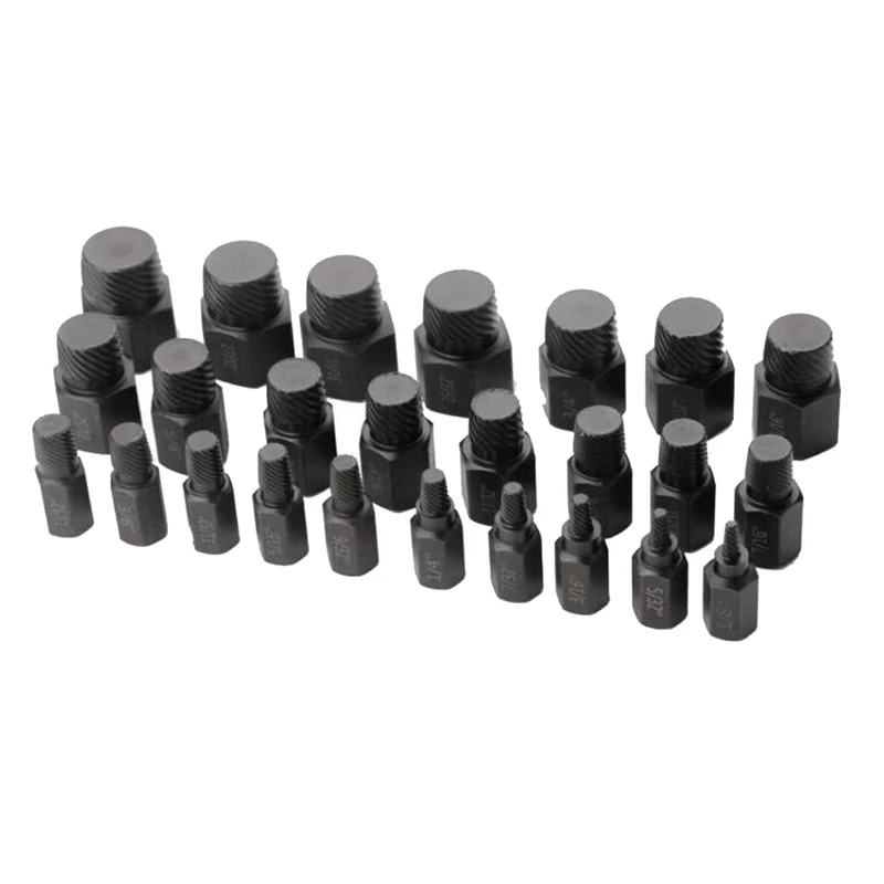A98E-Set di estrattori per viti con scatola 25 pezzi Set di bulloni multi-spline a testa esagonale per rimozione bulloni arrotondati in acciaio legato al cromo molibdeno