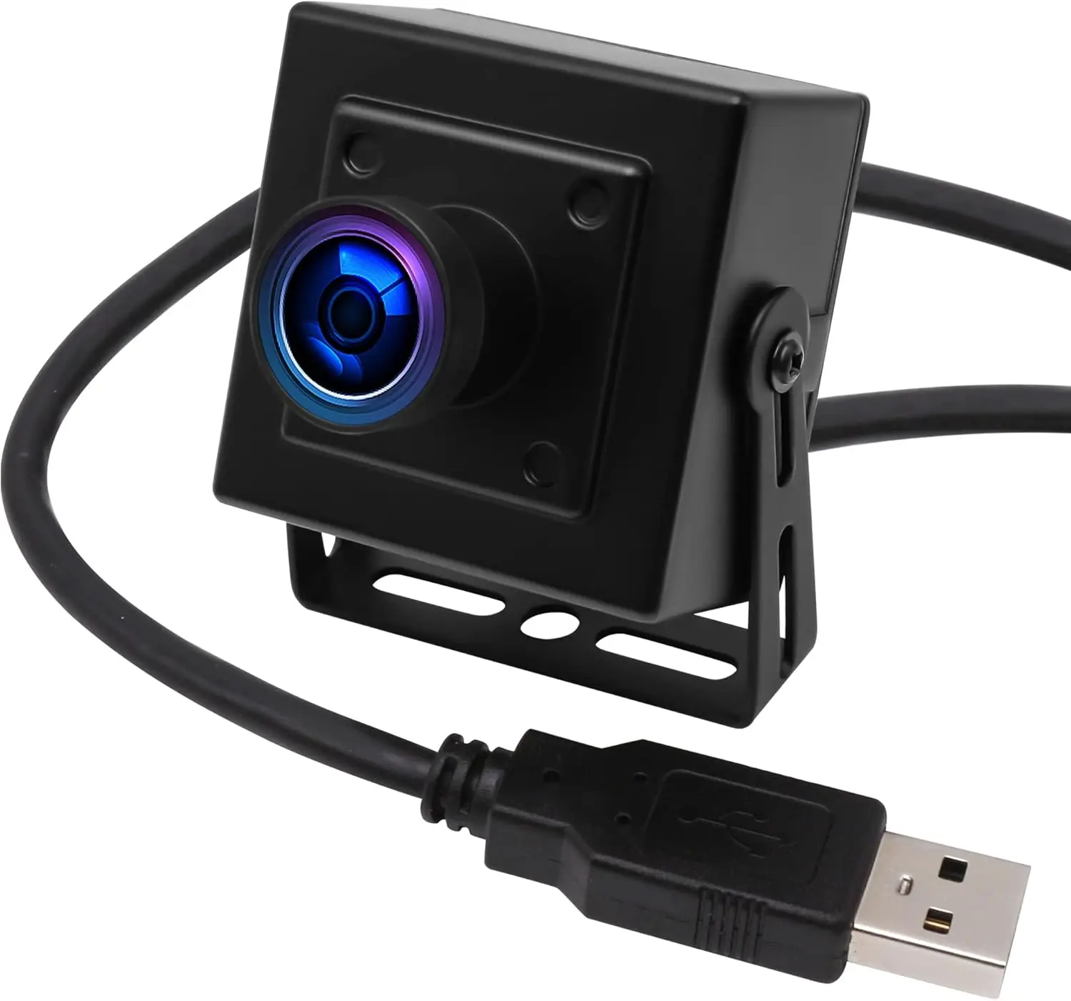 Compact Black Aluminum USB Security Camera with Fisheye Lens