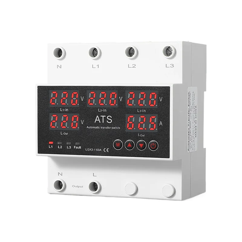 

3-фазный 4-проводной преобразователь повышенного/пониженного напряжения, 4 входа, 2 выхода, 3-контурное безопасное переключение, защита от перенапряжения/погруженного тока 220 В