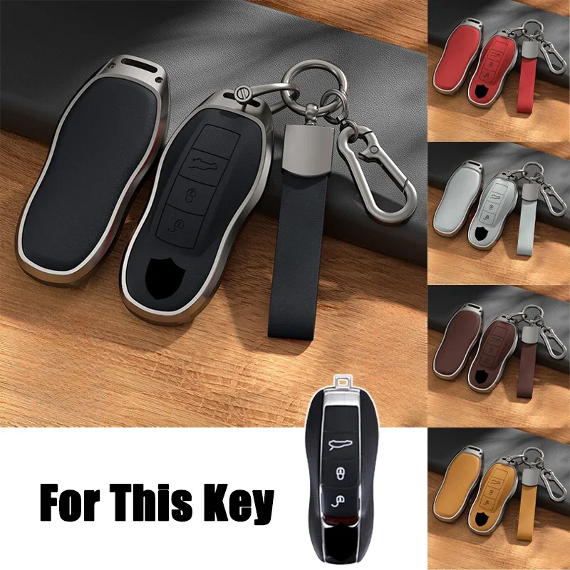 Aluminum Alloy Leather Car Smart Key Fob Case Cover Bag For Porsche Cayenne Panamera Boxster 918 Spyder Macan Cayman Carrera