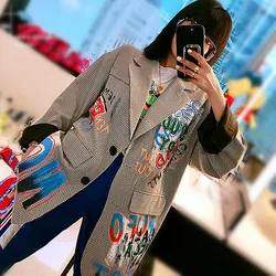 Colorful Graffit Print Coat Women High Street Style Blazers Bomber Street Jacket Casaco Feminino Letters Printing Blazers NZ171