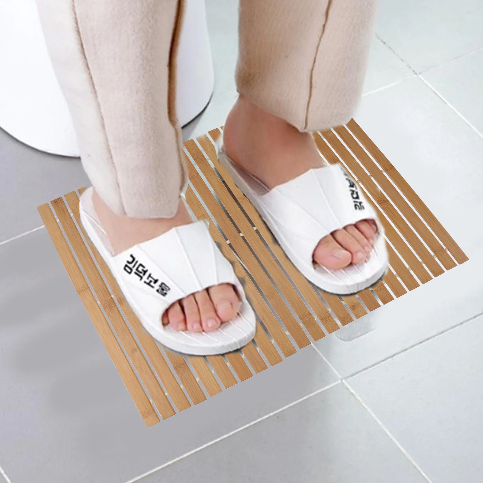 Stable Performance Bath Mat Shower Non-slip Eco-friendly Wooden Bathtub Hard Texture