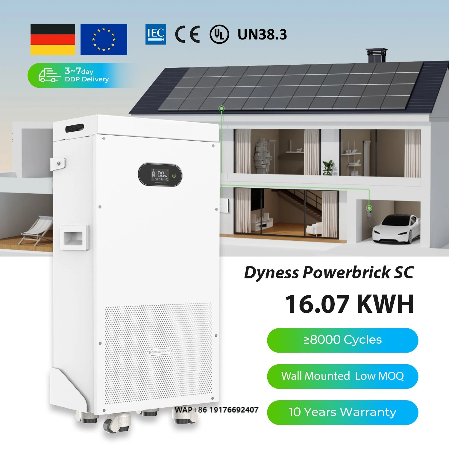 

Dyness PowerBrick SC Solar Backup 16kwh lifepo4 battery 51.2v 314ah home battery Compatible with Deye Solis LV Hybrid Inverter