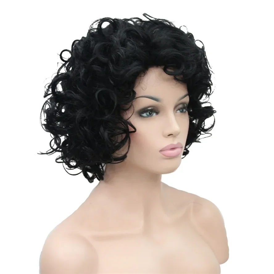 

wig for black women Natural Short Curly Hairstyles For Medium Hair Black Synthetic Curly Ombre Full Wigs