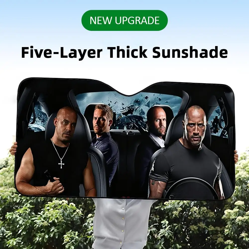 F-Fast & F-Furious Sun Visor Car Front Window Windshield Sunshade Five-Layer Aluminum Foil UV Protector Heat Shield view 2