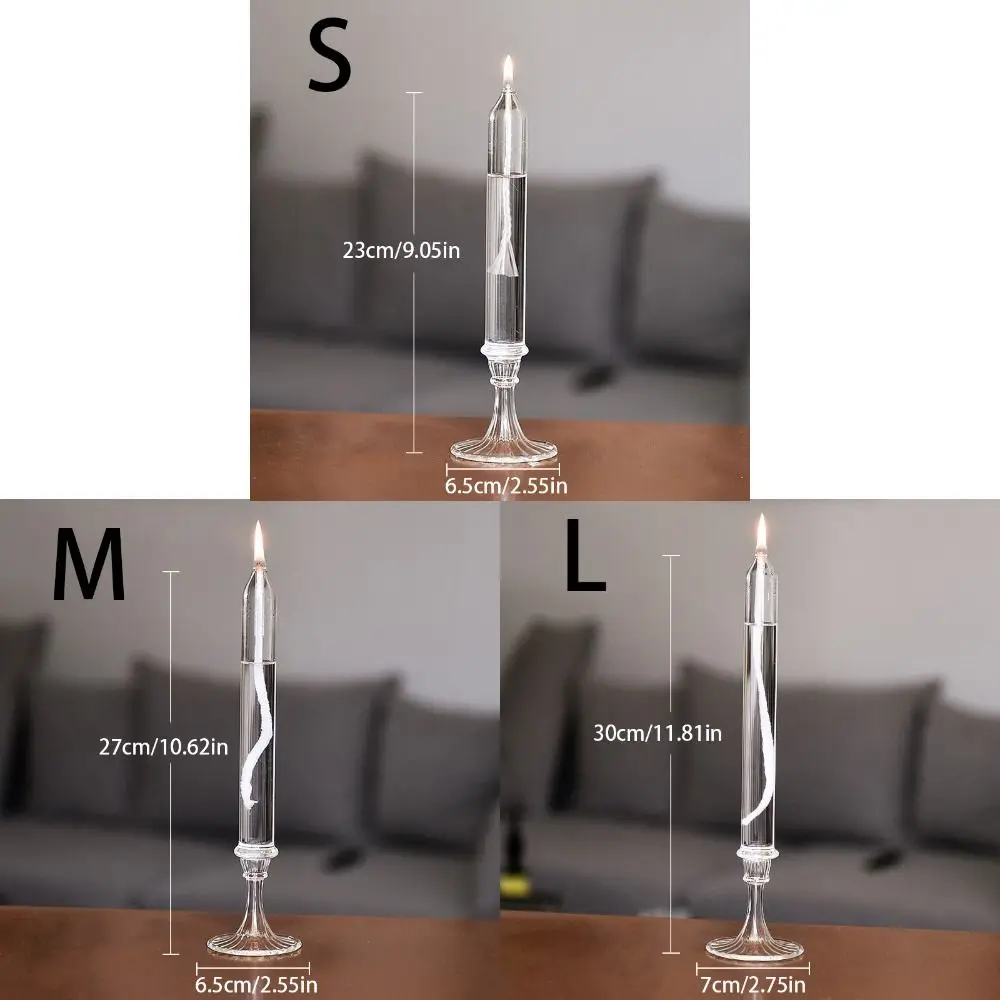 Transparent Glass Candlestick Lamp Smokeless Simple Oil Lamp Candlestick Glass Nordic Transparent Candlestick Ornaments