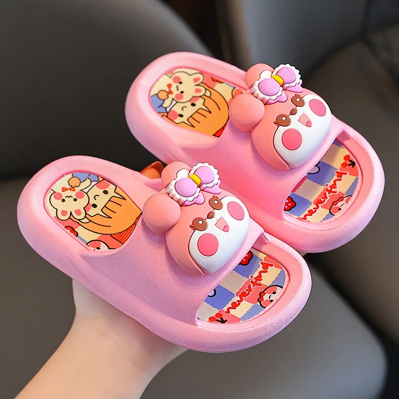 

Summer New Children's Cute Soft Bottom Slippers Outdoor Wearable Sandals Anti-slip Comfortable PVC Material Home Slippers