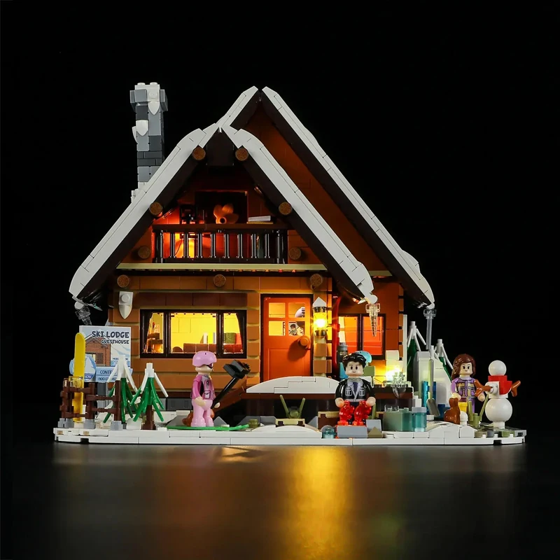 IN MAGAZZINO MOC Creatività Costruzione Casa di neve Building Blocks Modello Sci Lodge Mattoni Assemblaggio Giocattoli fai da te per ragazzi Set regalo